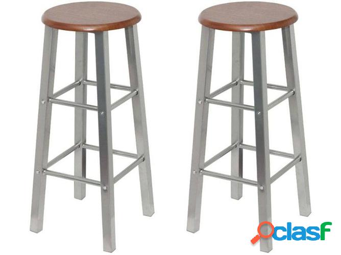 Conjunto 2 Taburetes de Bar VIDAXL Metal Con Asiento Mdf