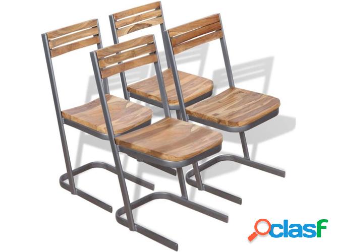 Conjunto 4 Sillas de Comedor VIDAXL 274357 Madera Teca