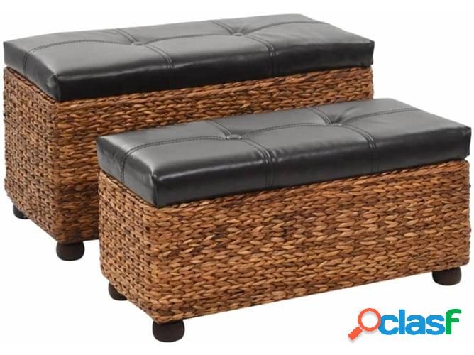 Conjunto Bancos VIDAXL hierba marina marrón (2 piezas)