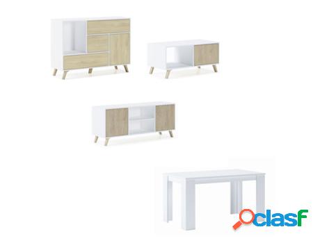 Conjunto Muebles de Salón SKRAUT HOME Melamina Blanco