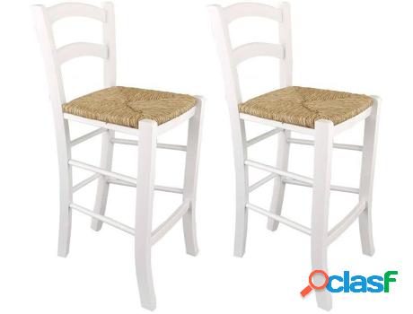 Conjunto de 2 Taburetes Altos VENTE UNIQUE Paysanne (Blanco
