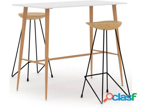 Conjunto de Bar VIDAXL (Blanco - Metal - 120x60x105 cm