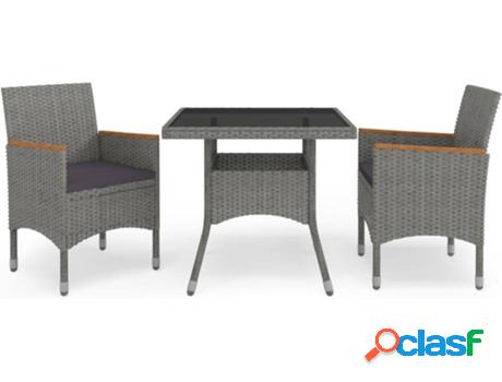 Conjunto de Comedor Jardín VIDAXL 3058315 (Gris - Poli
