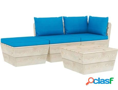 Conjunto de Jardín VIDAXL (Azul - Madera - 60x60x65 cm - 4