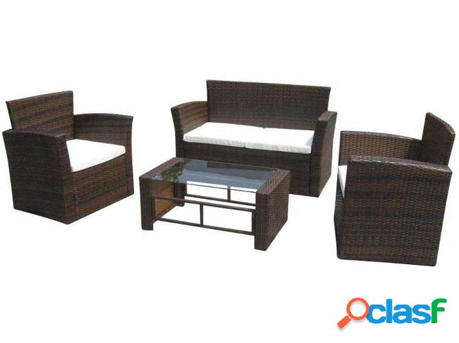 Conjunto de Sofás de Exterior Marrón VIDAXL Almohadones