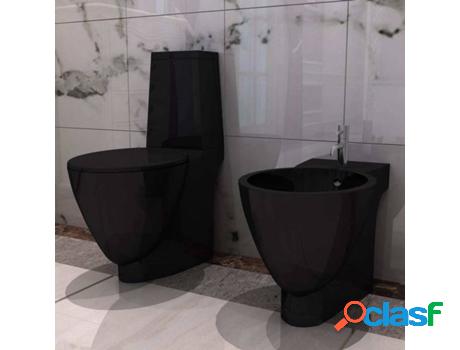 Conjunto de Váter y Bidet VIDAXL Negro (Cerámica)
