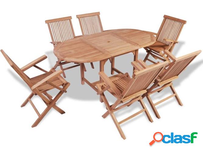 Conjunto de cenar jardín VIDAXL Madera teca maciza Marrón