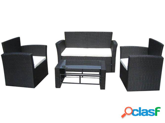 Conjunto de sofás de Exterior VIDAXL Almohadones mimbre PE