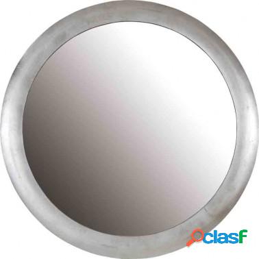 Espejo de pared redondo con marco color plata