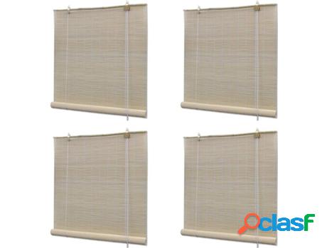 Estores Enrollables VIDAXL 4 Piezas Bambú Natural Beis (120