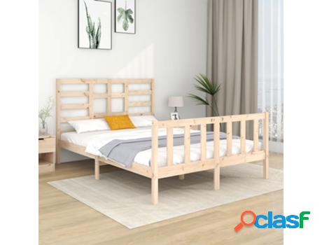 Estructura Cama Doble Pequeña VIDAXL (Marrón -Madera)