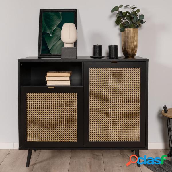 Finori Mueble Vienna 49A negro y efecto ratán