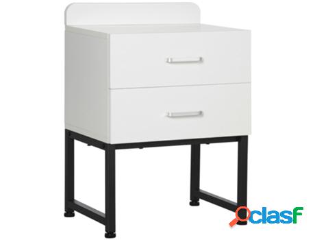 Homcom Mesita De Noche Con 2 Cajones Borde Elevado Y Patas