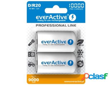 Juego de 2 Pilas Recargables EVERACTIVE R20/D 10000 mAh