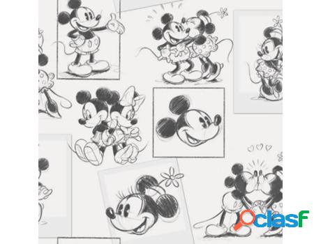 Kids At Home Papel De Parede Esboço Mickey E Minnie Preto E