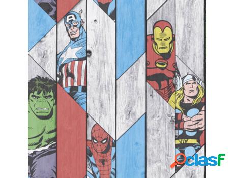 Kids At Home Papel De Parede Marvel Wood Cinzento 102435