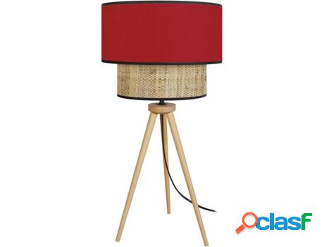 Lámpara de Mesa TOSEL Cochin T (Madera - Rojo - 30 x 30 x
