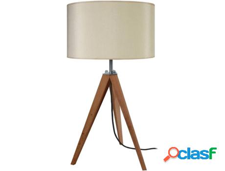 Lámpara de Mesa TOSEL Idun (Cilíndrico Oscuro, Crema - E27