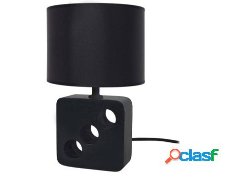 Lámpara de Mesa TOSEL Kibo (Negro, Negro Cilíndrico - E14