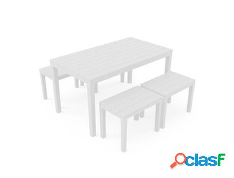 Mesa 138x78 cm + 4 taburetes samoa blanca conjunto