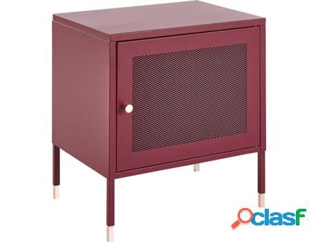 Mesa de Cabeceira BELIANI Ossett (Aço - Vermelho - 35 x 45