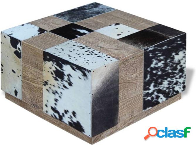 Mesa de Centro ART PLANET Piel de Vaca Genuina (60x60x36cm)