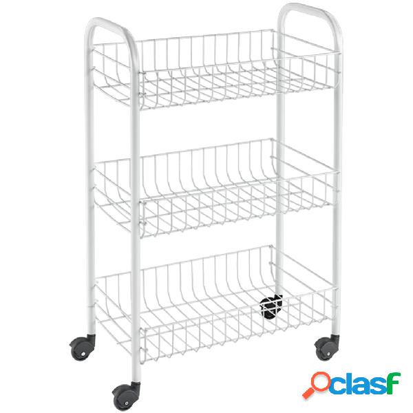 Metaltex Carrito de cocina con 3 cestas Siena blanco