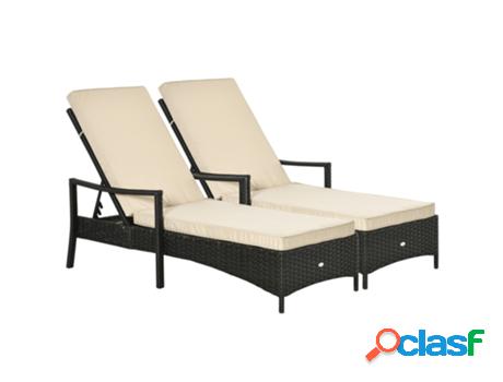 Outsunny Set De 2 Tumbonas De Ratán De Jardín Chaise