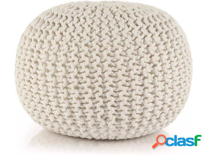 Pufe VIDAXL tricotado a mano algodón 50x35 cm blanco