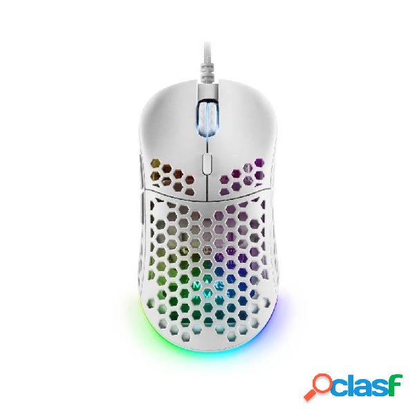 Ratón Gaming Mars Gaming MM55/ Hasta 12800 DPI/ Blanco