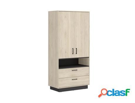 Ropero VENTE UNIQUE Leandre (195 x 92 x 50 - Gris y Marrón
