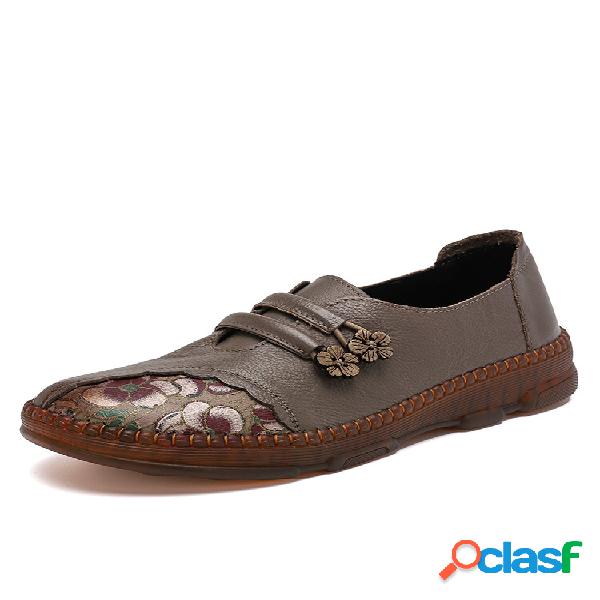 Socofiar Leather Comfort Printing Round Toe Coil Buckle Hard