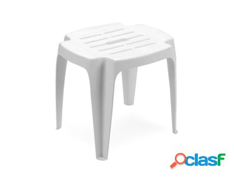 Taburete resina blanco 42x37x38 cm.