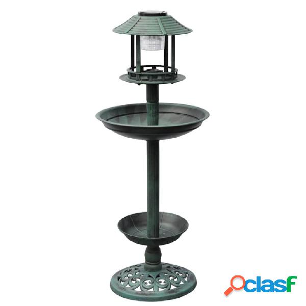 vidaXL Bañera/comedero para pájaros con luz solar