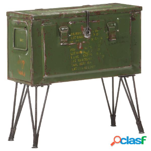 vidaXL Baúl de almacenaje estilo militar 68x24x66 cm hierro