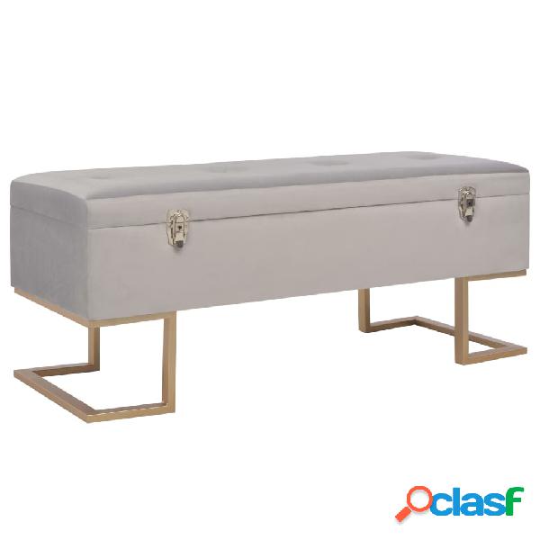 vidaXL Banco con compartimento 105 cm gris de terciopelo