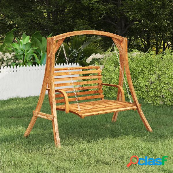 vidaXL Columpio de madera maciza curvada con acabado de teca