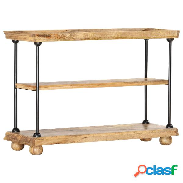 vidaXL Estantería 2 niveles madera maciza mango y acero