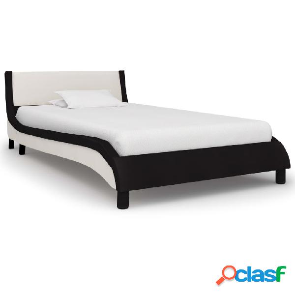 vidaXL Estructura de cama de cuero sintético negro y blanco
