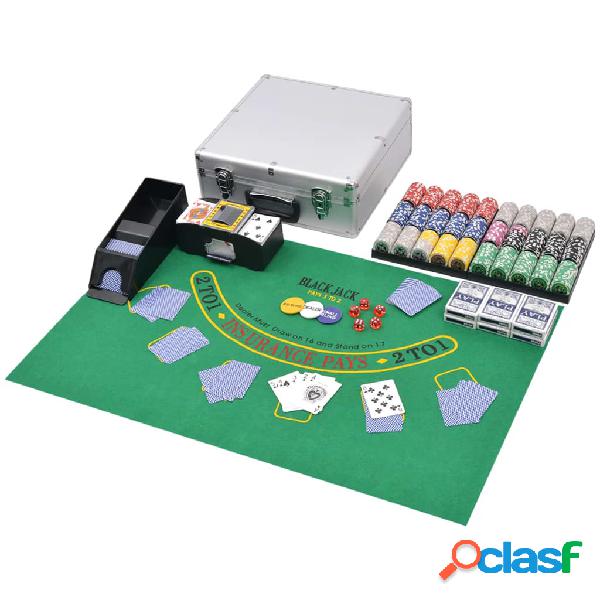 vidaXL Juego combinado póker/blackjack con 600 fichas