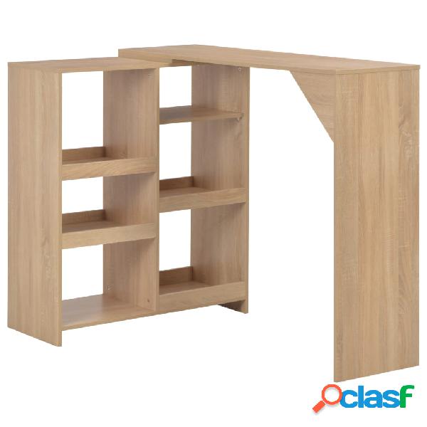 vidaXL Mesa de bar con estantería móvil color roble