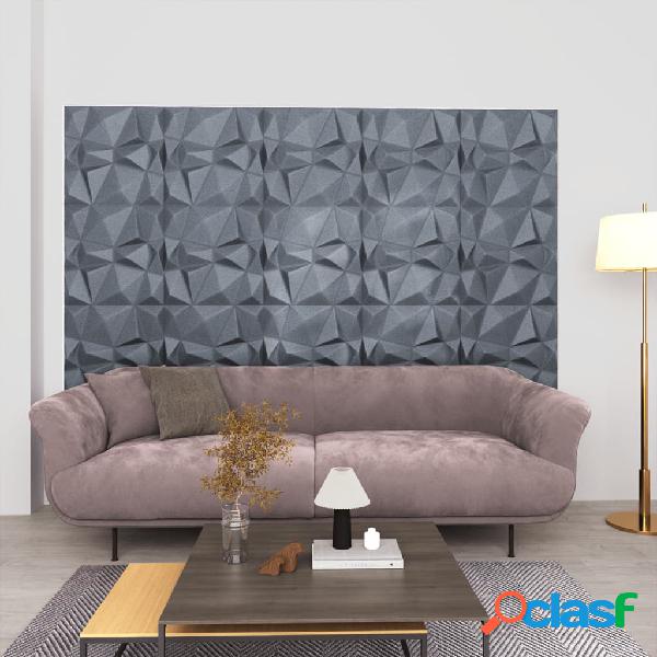 vidaXL Paneles de pared 3D 48 unidades 50x50 cm gris