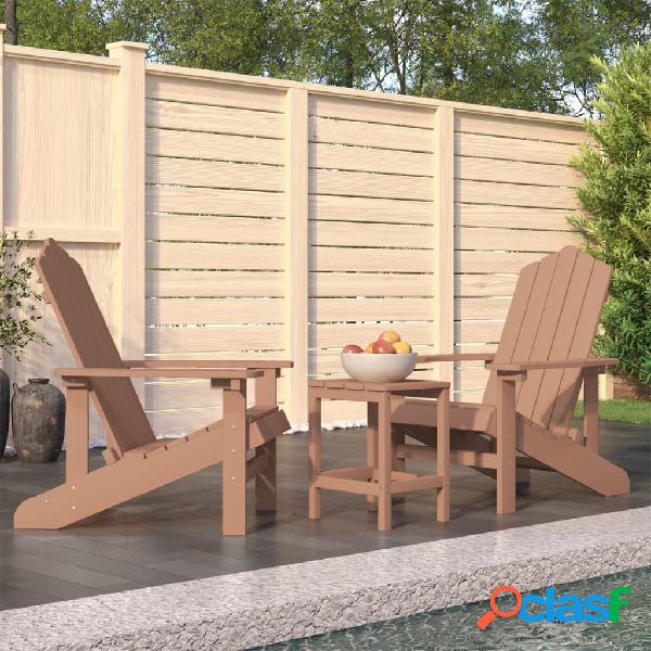 vidaXL Sillas de jardín Adirondack con mesa HDPE marrón