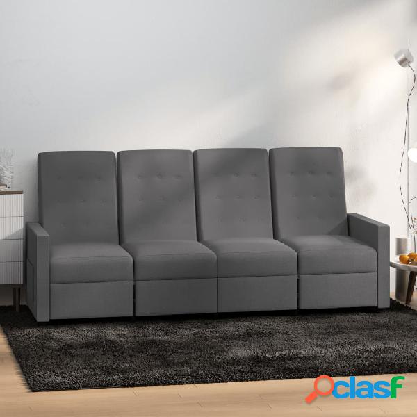 vidaXL Sofá reclinable de 4 plazas tela gris claro