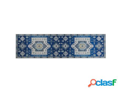 Alfombra BELIANI Parvakadli (Poliéster - Azul - 80 x 300)