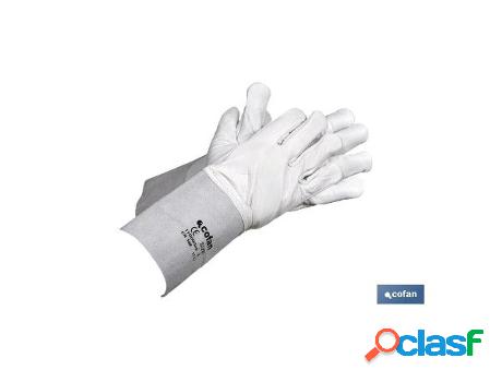 Blíster de guante de piel vacuno con manguito 13 cm talla
