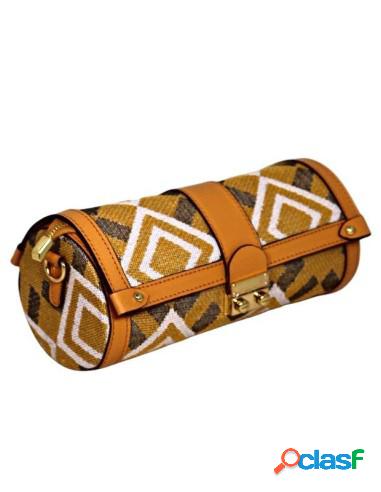Bolso Martina K Rulo De Piel Y Tapiz Mostaza