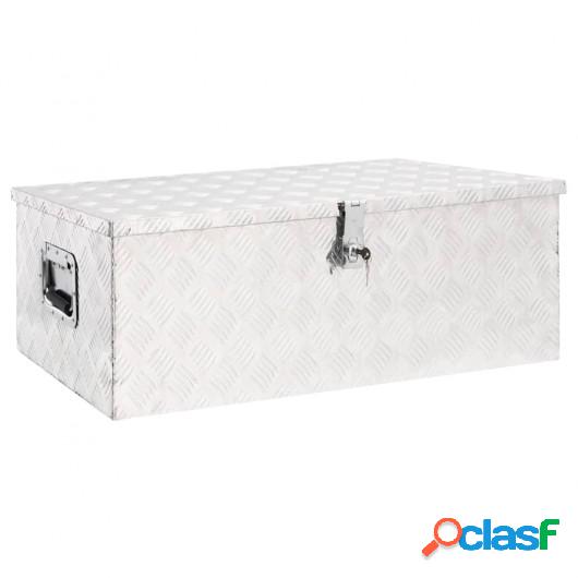 Caja de almacenaje de aluminio plateado 90x47x33,5 cm