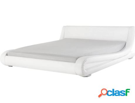Cama BELIANI Avignon (Blanco - Piel -230x210x72 cm)