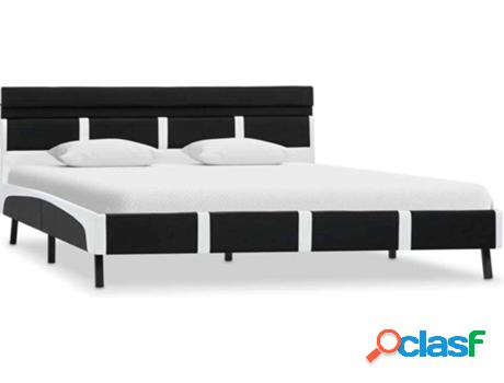 Cama LED VIDAXL (Negro - Cuero Artificial - 210x145x68 cm)